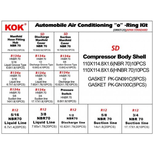 Sanden AC Compressor ORing Kit for Japanese Cars 240 pcs